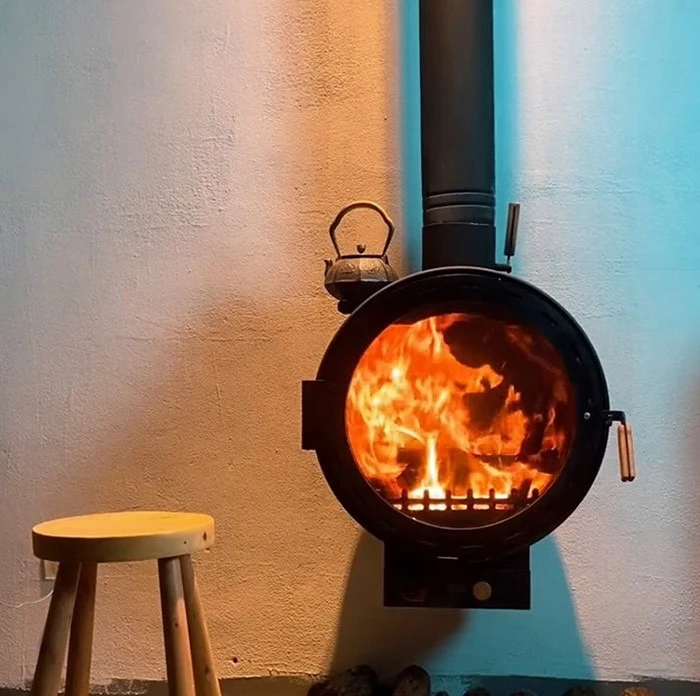 suspended fireplace wood
