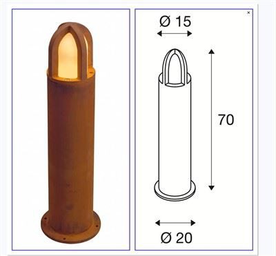 Corten stål konisk lanterne 70cm