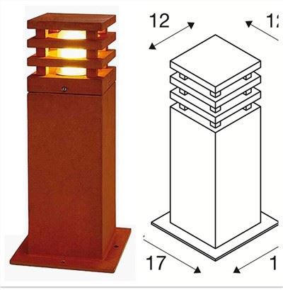 Firkantet Led Pullert lavet af Corten