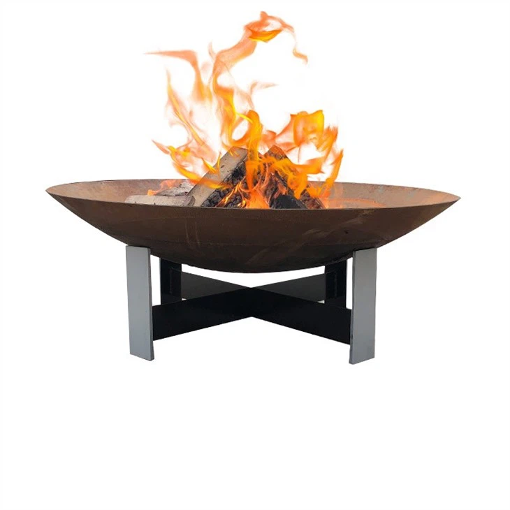 Outdoor Wood Charcoal Burning Rust Corten Steel Fireplace