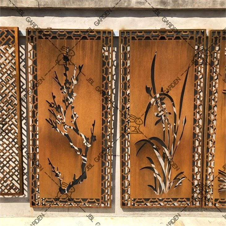 Corten Steel Decorative Screen With Stand