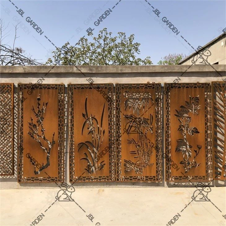 Corten Steel Decorative Screen With Stand