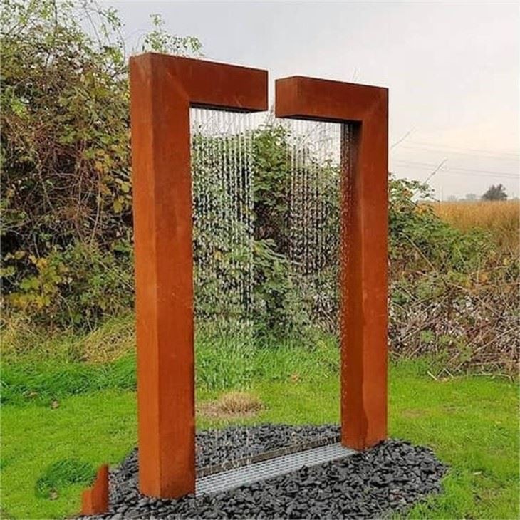 Garden Decorated With Corten Steel Garden Waterfalls