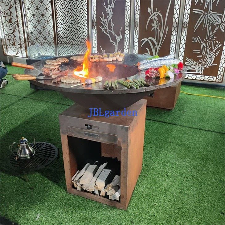 Garden Large Rusty Corten BBQ Grill