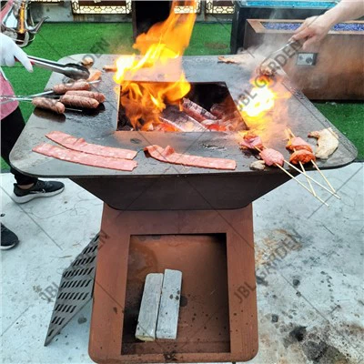 Corten Steel Fire Pit Bbq Grill