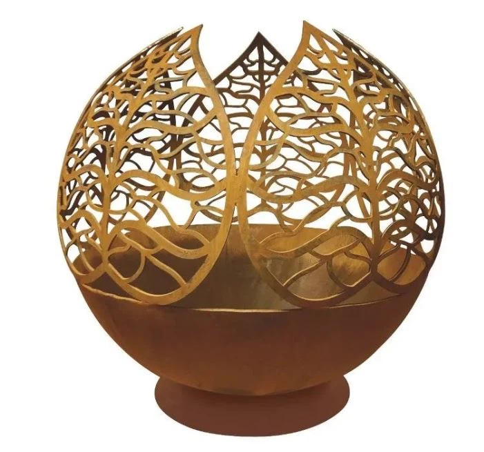 Decorative Spherical Fire Pit Of Corten Steel