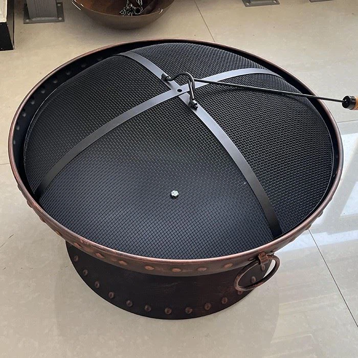 Portable Fire Pit With Screen Screen, Log Grate And Poker