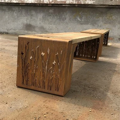 Corten stål udendørs bænk